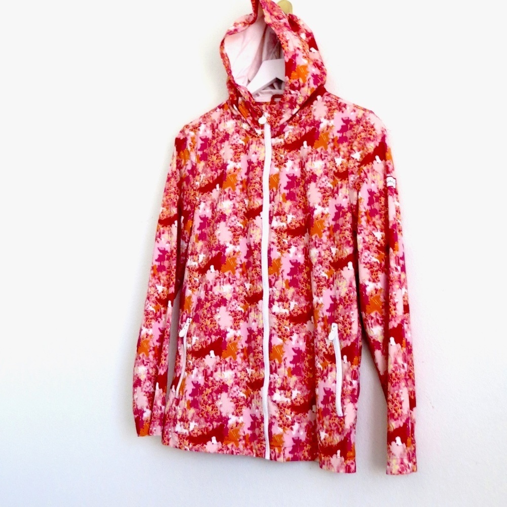 Hunter for Target Full Zip Hooded Rain Jacket Orange Pink Red SZ Youth XL - Picture 4 of 10